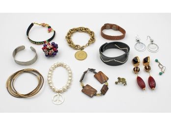Costume Jewelry Bracelets, Earrings, Ring & Pin Lot