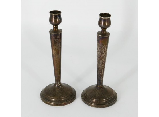Pair Of Sterling Silver Loaded Candle Holders