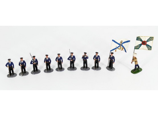 Set Of 10 Vintage Hand Painted Lead Toy Soldiers