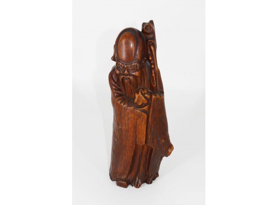 Vintage Wood Carved Chinese Confucius Sculpture