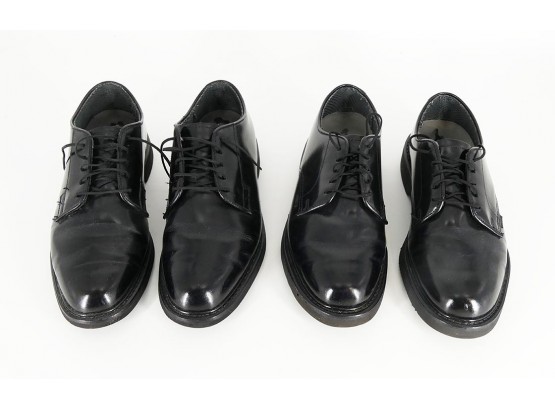 2 Pairs Of Bates Leather Oxford Shoes - In Black - Size Men's 9 US