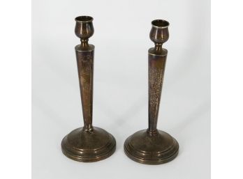 Pair Of Sterling Silver Loaded Candle Holders