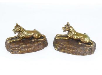 Antique Galvano Bronze Bookends - Great Dane / Mastiff
