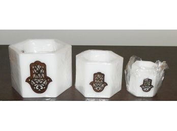 Wax And Metal Hexagon Bowls - 3 Sizes