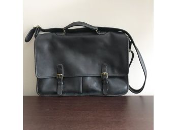 Coach Black Leather Messenger Laptop Bag