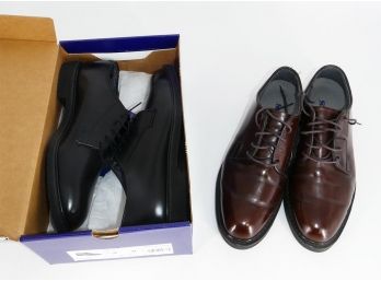 2 Pairs Of Bates Leather Oxford Shoes - Black & Brown - Size Men's 9 US