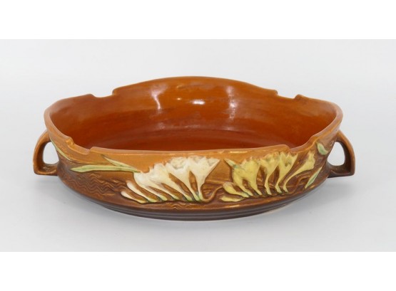 1940's Roseville Pottery Brown Freesia Console Bowl #467-10