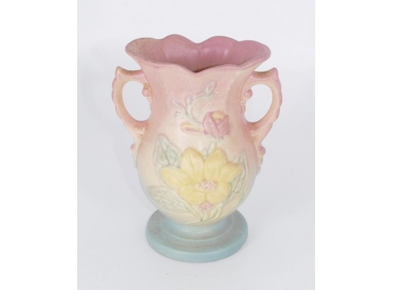 Vintage Hull Art Pottery Pink/Blue 2-Handle Magnolia Vase