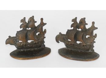 Pair Of 1930 Spanish Galleon Bookends
