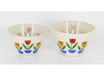 2 Fire King Tulip Pattern Mixing Bowls