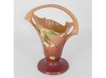 1940's Roseville Pottery Pink Snowberry Basket IBK-10