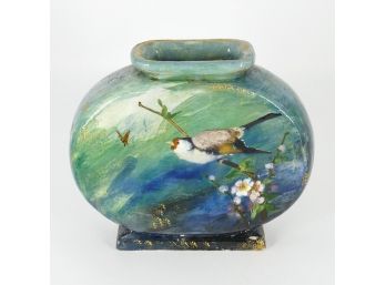 Hand-Painted Bird Themed Vase