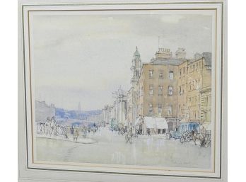 Patrick Hall (Irish, 1906-1992) Dublin Scene, Original Watercolor And Pencil