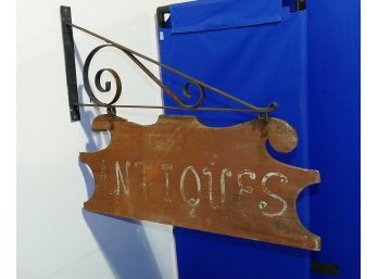 Vintage Antiques Shop Wood/Metal Hanging Sign