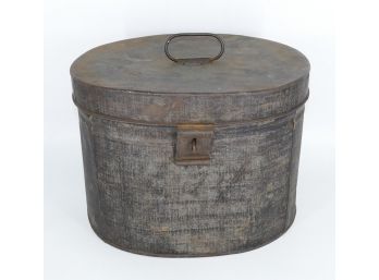 Large Antique Victorian Metal Hat Box / Container