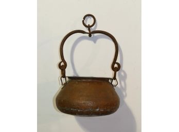 Antique Hanging Copper Cauldron