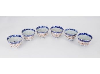 Set Of 6 Antique Chinese Porcelain Tea Cups