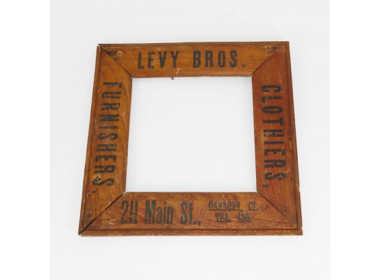 Antique Advertising Wood Frame - Levy Bros Clothiers (Danbury, CT)