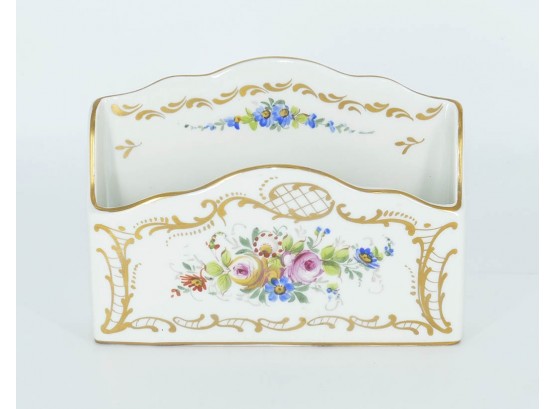 19th C. French Hand-Painted Porcelain Letter Holder