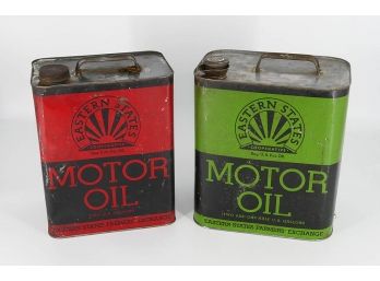 2 Vintage Eastern States Oil Cans - 2 & 2.5 Gallons