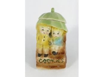 Vintage American Bisque Cookie Jar - Sweethearts (aka Umbrella Kids)