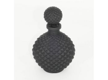 Vintage French Black Satin Glass Perfume Bottle