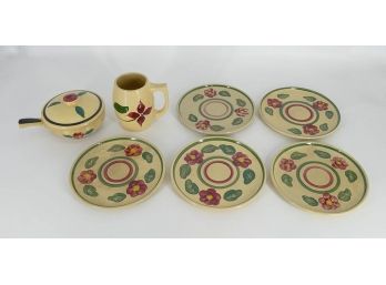 Watt Pottery Lot - 5 Plates, Casserole, And Mug