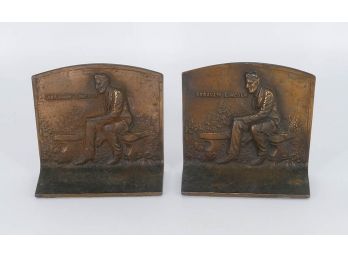 Pair Of Bronze Abraham Lincoln Bookends