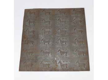 Antique Brown's Mule Tobacco 12' Square Metal Embossing Sheet / Stamp