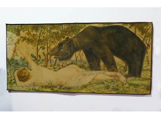Large Original Palace Theater (Waterbury,CT) Artwork On Canvas/Fabric C.1920's-1930's - Beauty And The Beast