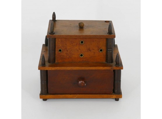 19th C. Wooden Tiered Sewing Box