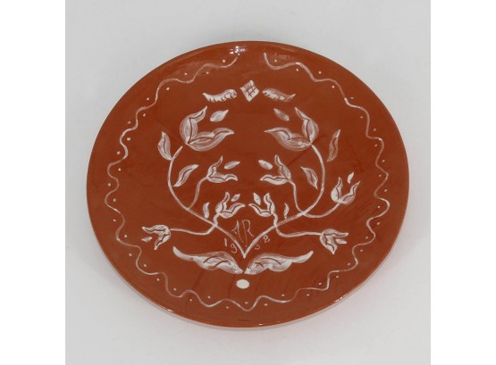 1952 Slip Decorated Redware 8' Plate