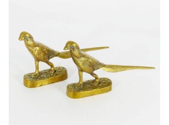 Pair Of Vintage/Antique Brass Pheasant Figurines Garniture