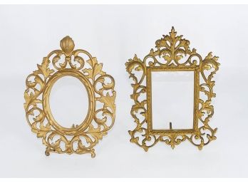 Two Different Rococo Style Easel Back Picture Frame - Brass & Gilt Metal