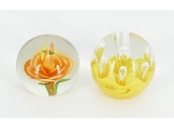 Pair Of Glass Paperweights