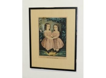 19th C. Kellogg Brothers Hand-Colored Lithograph 'The Little Sisters'