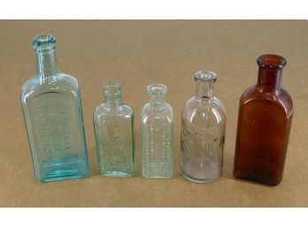 Lot Of 5 Antique Medicine / Health Tonic Bottles