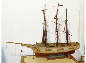 Large Vintage Wooden Ship Galleon Model