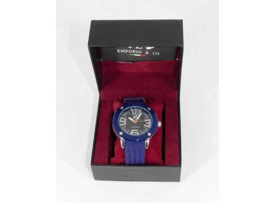Emporio & Co Men's Silver/Blue Watch - New