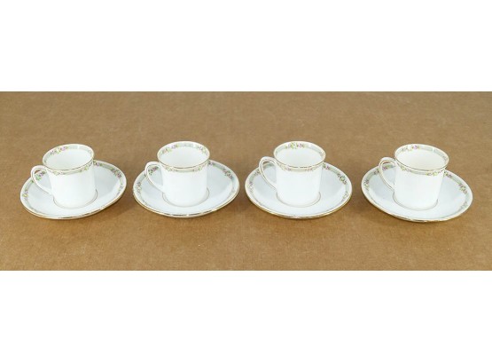 4 Sets Of Antique Demitasse Cups & Saucers - E. Hughes Staffordshire China