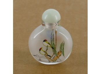 Chinese Inside Painted Glass Snuff Bottle - Birds
