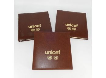 3 Unicef Stamp Collection Binders Of First Day Covers & Proof Editions
