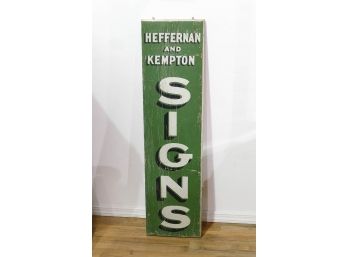 Antique Heffernan & Kempton (RI.) Wooden Sign