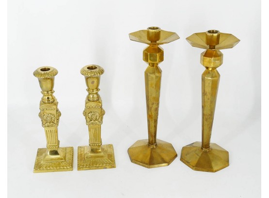 2 Pairs Of Brass Candle Holders