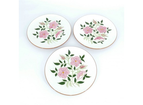 1950's Stangl Pottery Dinner Plates (Set Of 3) - Wild Rose Pattern