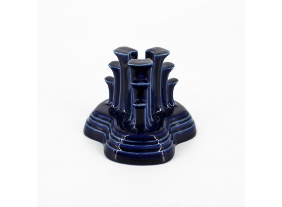 Vintage Fiesta Pottery Cobalt Blue Pyramid Candlestick Holder