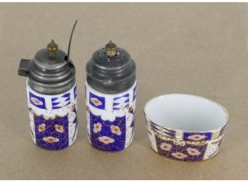 Vintage Meissen Porcelain Salt, Pepper, And Small Bowl