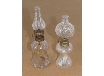 2 Different Antique Victorian Miniature Oil Lamps