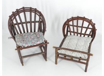 Vintage Bentwood/Twig Doll Furniture Set - Rocking Chair & Bed