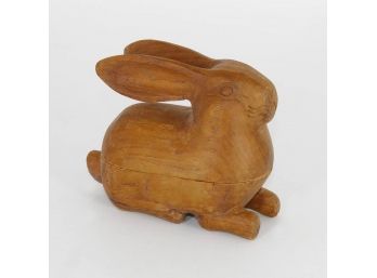 Antique Folk Art Carved Wood Rabbit Box